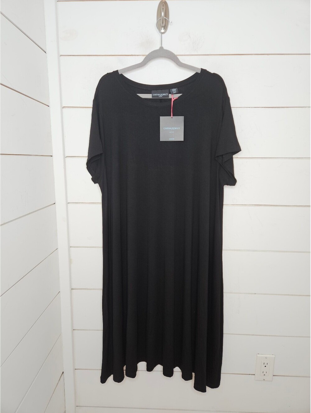 NWT Cynthia Rowley 3X black short sleeve shift tee shirt dress